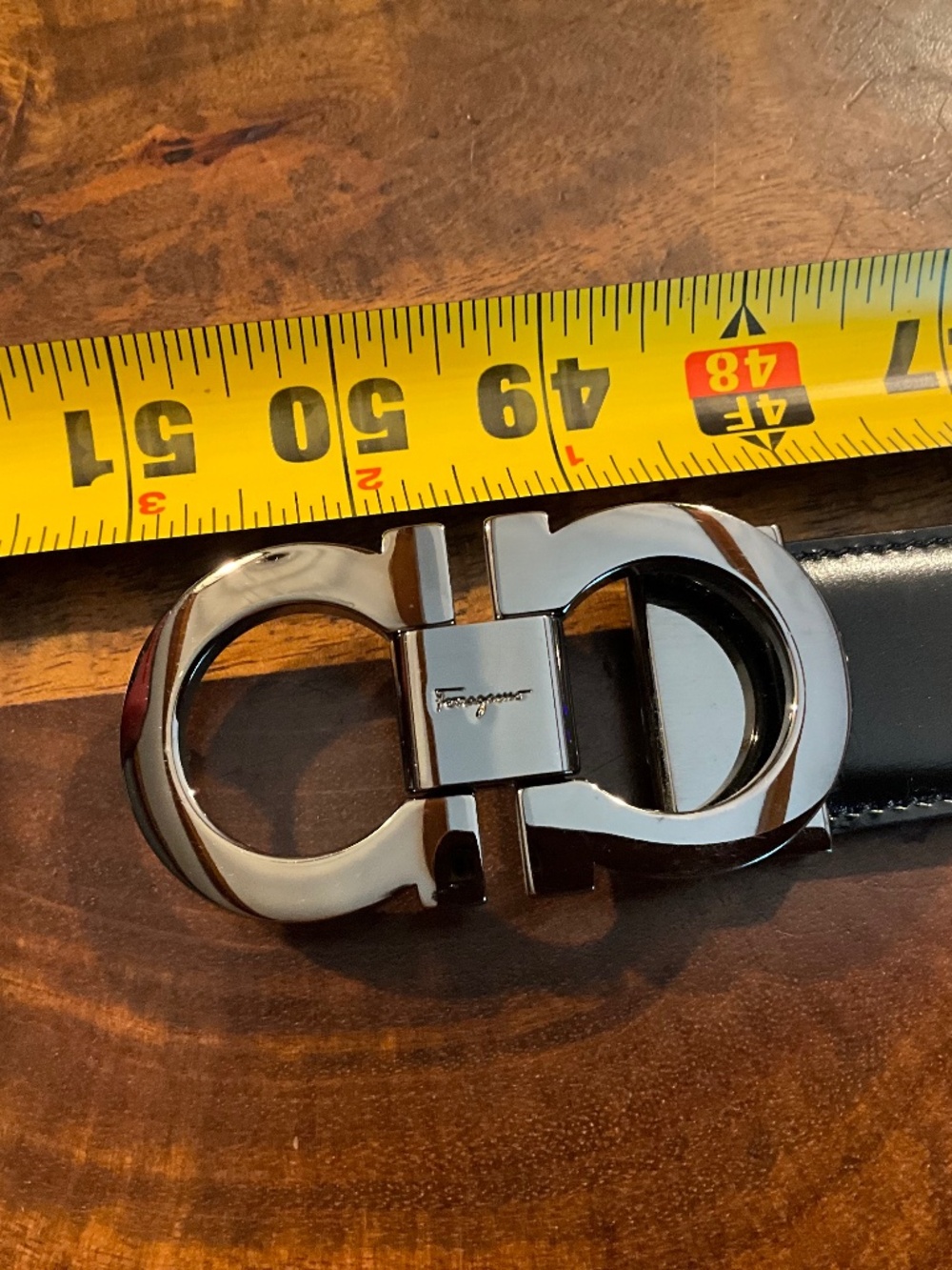 Luxury Ferragamo Black/Brown Leather Adjustable & Reversible Gancini Belt